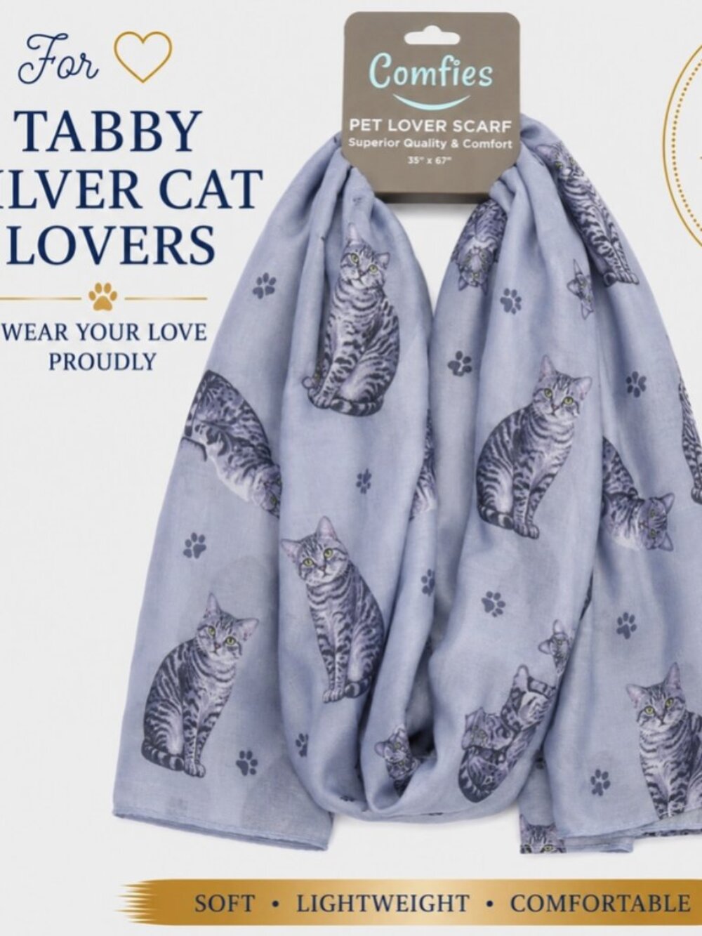 Tabby Cat, Silver, Pet Lover Scarf